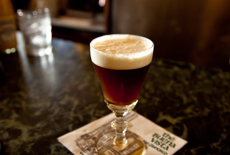 Irish coffee, irish, drinks, coffe shop, black, tall, cold, glass, coffee, creamy, HD wallpaper