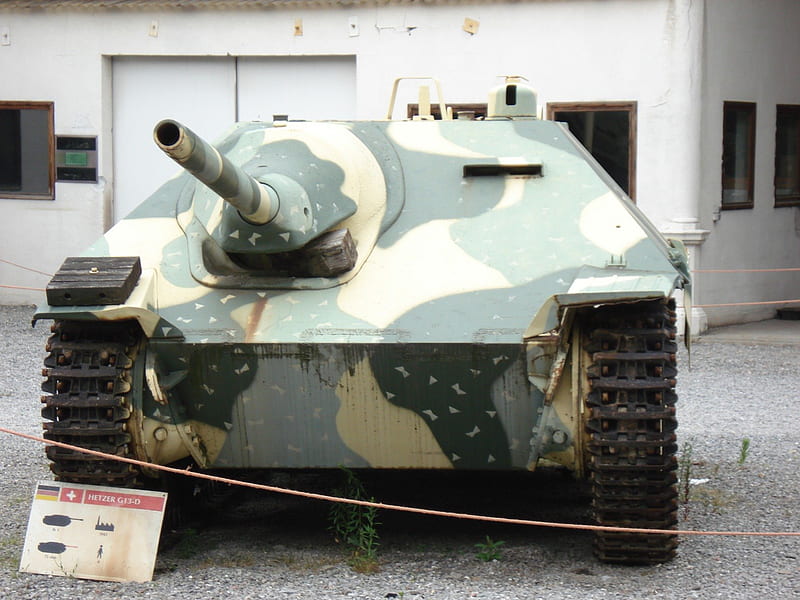 hetzer tank destroyer, museum, ww2, tank destroyer, german tank, HD wallpaper