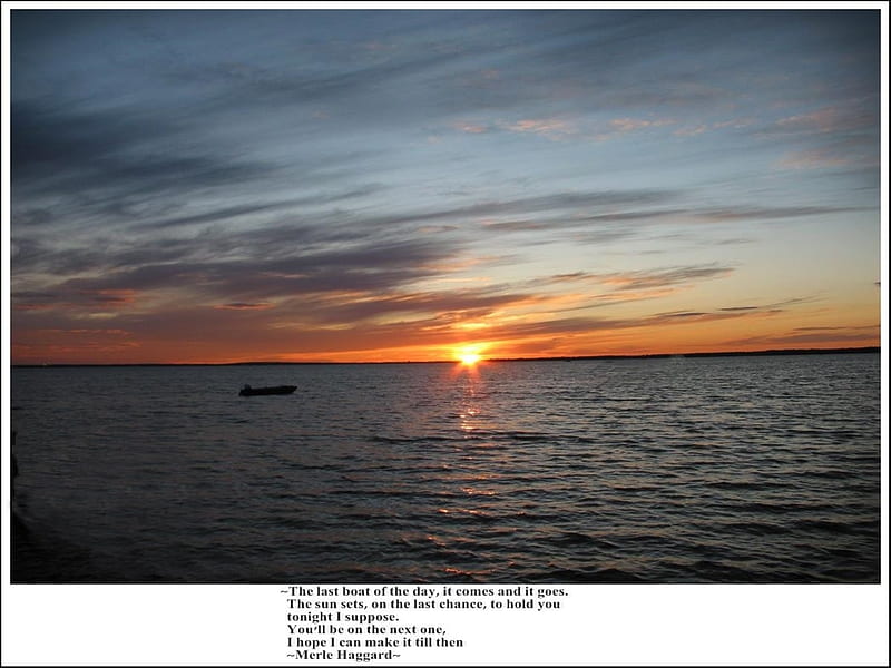 Last Boat Of The Day, songs, lakes, graphy, water, Michigan, sunsets, nature, HD wallpaper