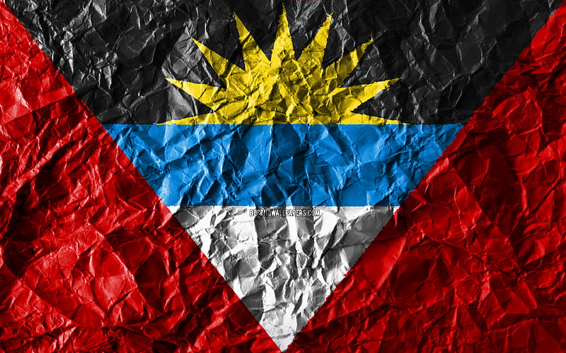 Antigua and Barbuda flag crumpled paper, North American countries, creative, Flag of Antigua and Barbuda, national symbols, North America, Antigua and Barbuda, HD wallpaper