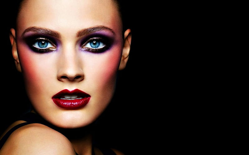 Constance Jablonski, model, black, beauty, face, eyes, make-up, woman, HD wallpaper