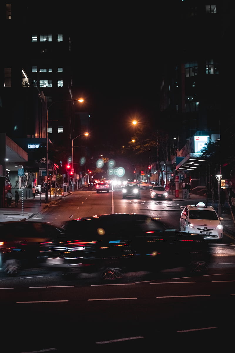 Blur 2, blur, bokeh, brisbane, city, depth, lights, night, street, traffic, urban, HD phone wallpaper