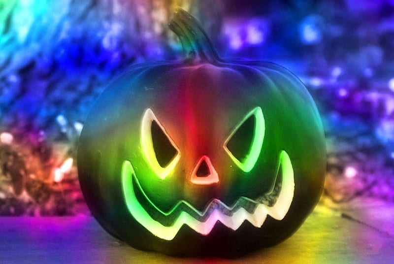 Halloween Rainbow, fall season, autumn, holiday, halloween, colors, love four season, crave, rainbows, jack-o-lanterns, pumpkins, HD wallpaper