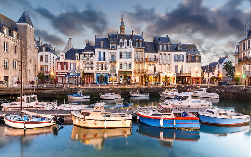 Le Croisic, French town, boats, yachts, France, HD wallpaper