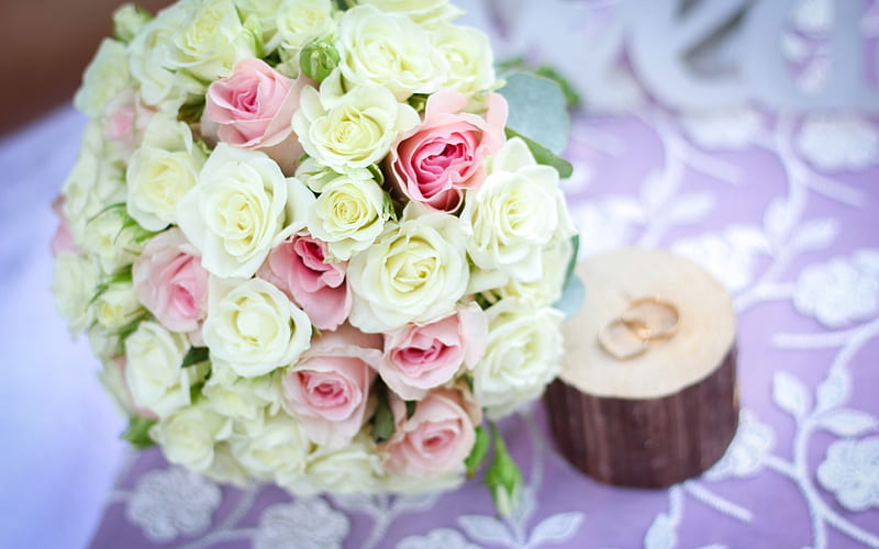 Brindal Bouquet, bridal bouquet, white roses, Communities white, roses, wedding, pink, HD wallpaper