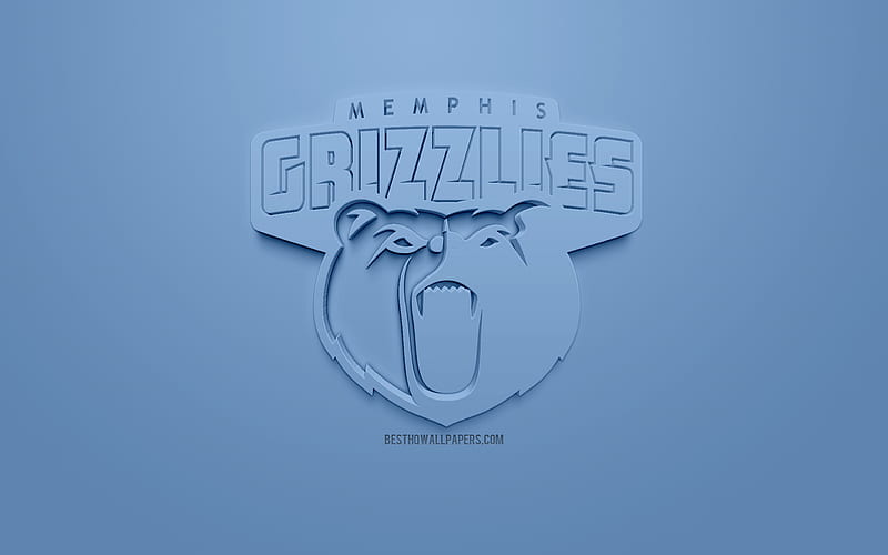 Memphis Grizzlies, creative 3D logo, blue background, 3d emblem, American basketball club, NBA, Memphis, Tennessee, USA, National Basketball Association, 3d art, basketball, 3d logo, HD wallpaper