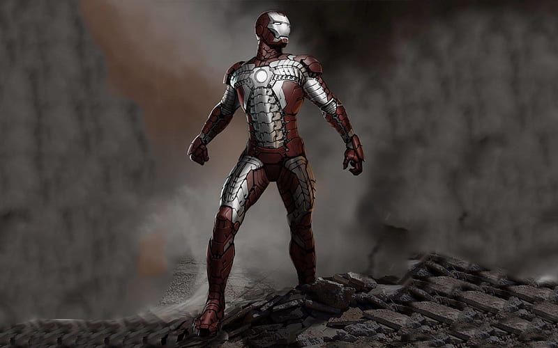 Iron Man, rocks, superheros, art, IronMan, HD wallpaper