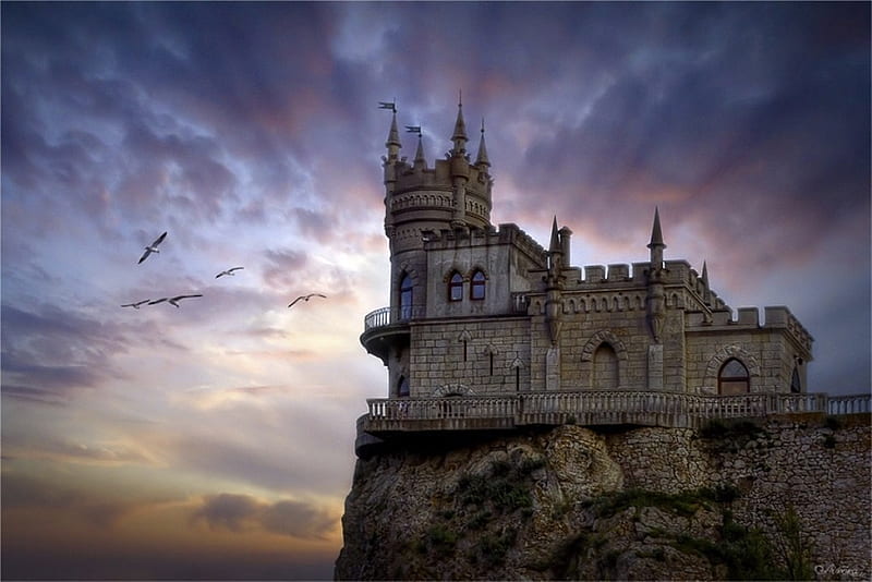 Black castle, lovely, dramatic, stone, colors, bonito, magic, nature, castle, HD wallpaper