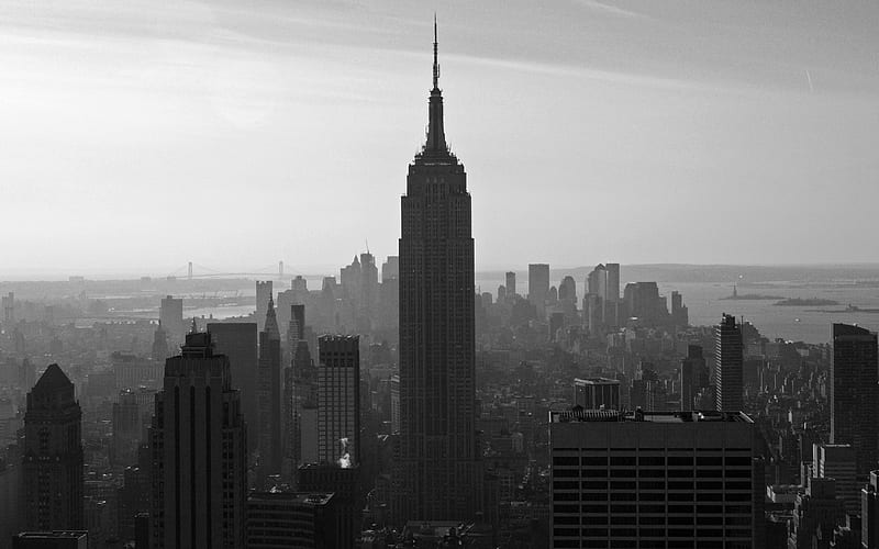 Cities, City, Building, New York, Empire State Building, Man Made, Black & White, HD wallpaper