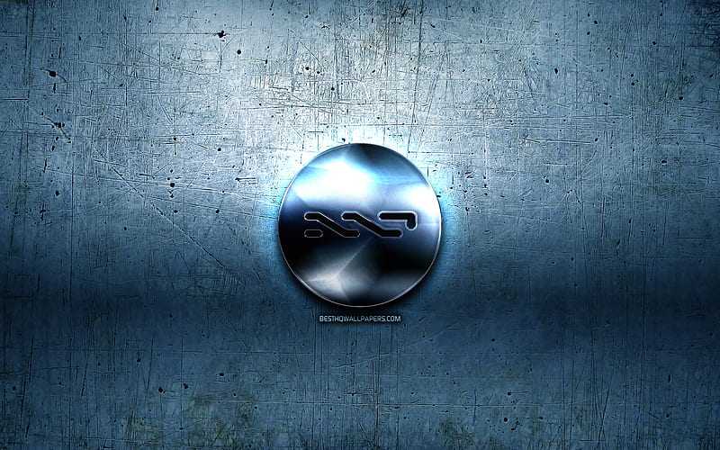 Nxt metal logo, grunge, cryptocurrency, blue metal background, Nxt, creative, Nxt logo, HD wallpaper
