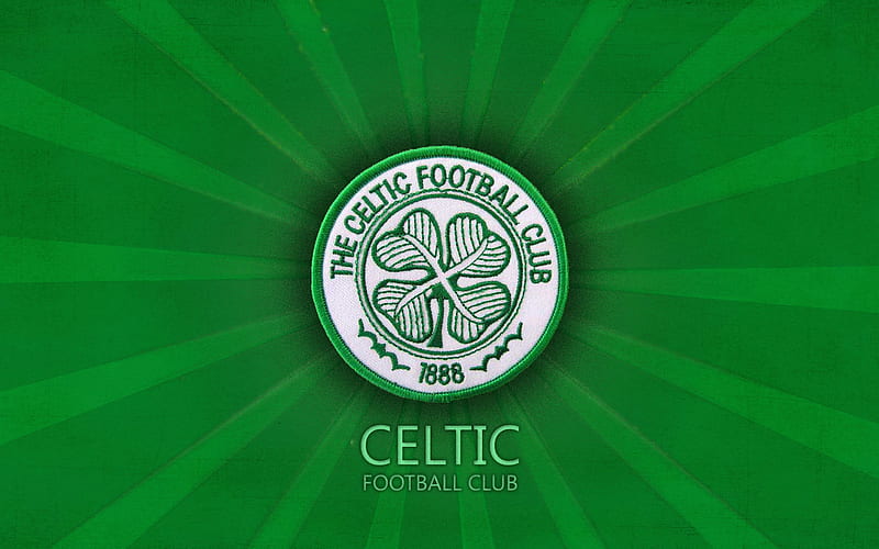 Celtic FC, fabric logo, Scottish Premiership, minimal, football, Scotland, fan art, green background, emblem, Scottish Football Championship, HD wallpaper
