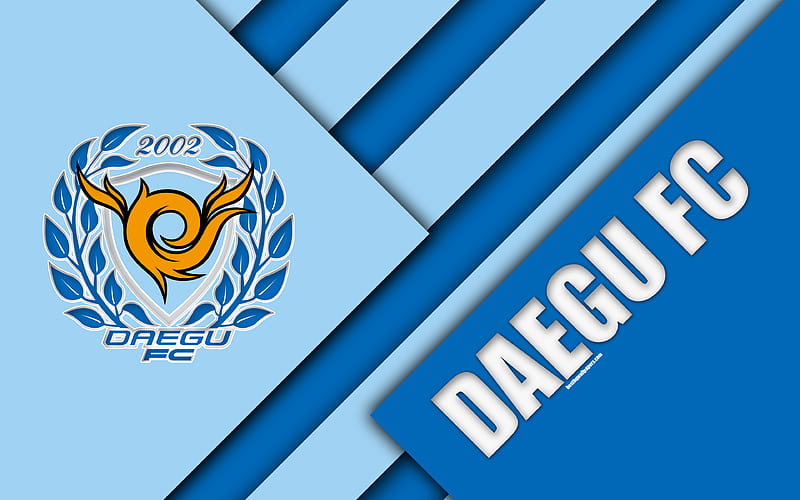 Daegu FC logo, South Korean football club, material design, blue abstraction, Daegu, South Korea, K League 1, football, HD wallpaper