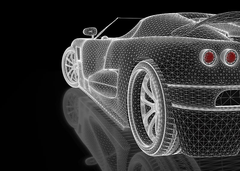 car, concept, three-dimensional, grid, HD wallpaper