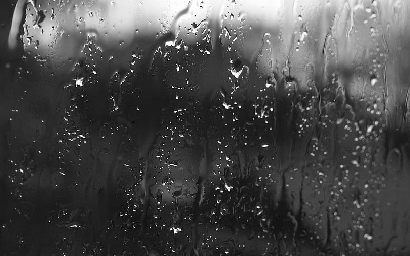 Rainy day, gris, rain, drops, abstract, weather, rainy, raindrops, glass, graphy, dark, HD wallpaper