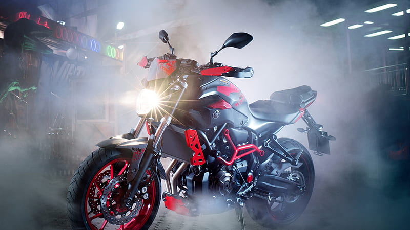 Yamaha MT-07 2017 bikes, smoke, superbikes, Yamaha, HD wallpaper