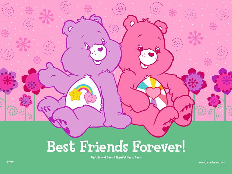Best Friends Forever!, flowers, bears, care bears, friends, HD wallpaper
