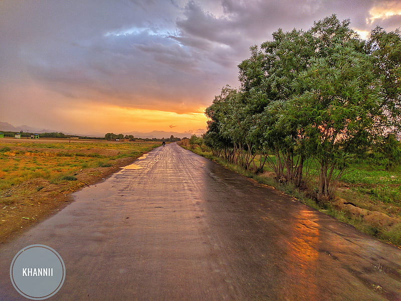 Rian and road, green, k h a n n i i, land, pakistan, route, HD wallpaper