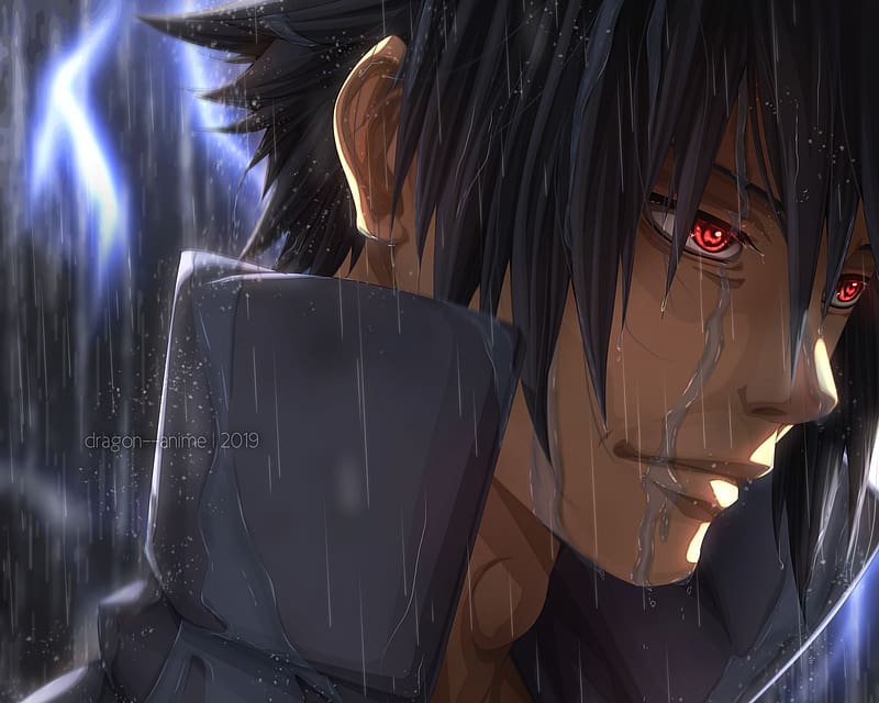 Anime, Rain, Naruto, Red Eyes, Black Hair, Sasuke Uchiha, HD wallpaper ...