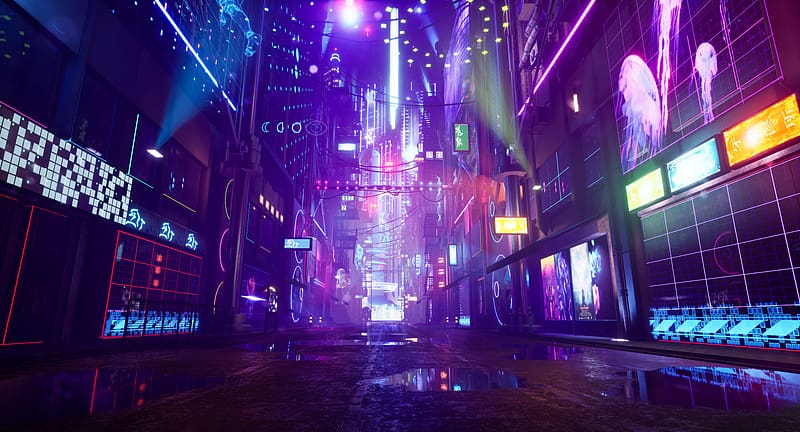 Vibrant Cyberpunk Street Live Wallpaper - free download