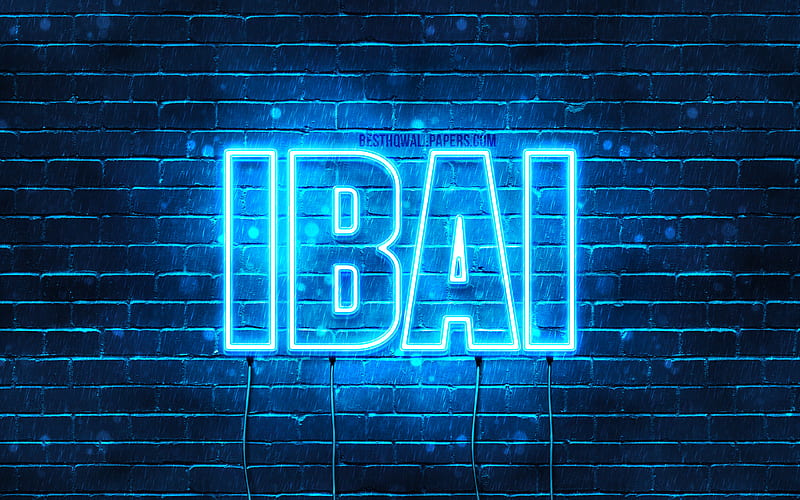 Ibai with names, Ibai name, blue neon lights, Happy Birtay Ibai, popular spanish male names, with Ibai name, HD wallpaper