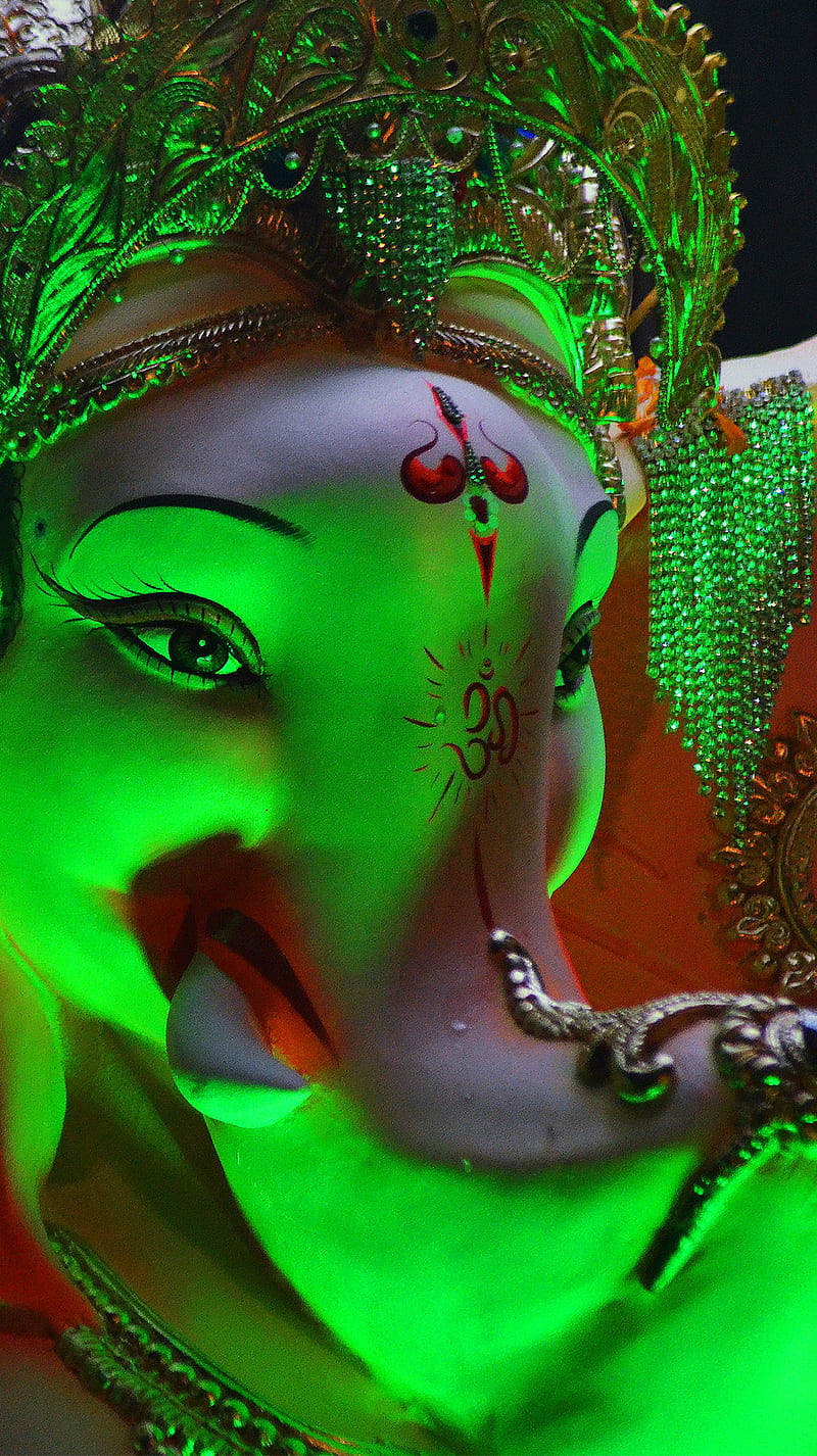 Ganesh ji, cool, god, green, HD phone wallpaper