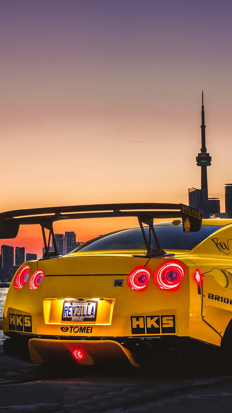 Nissan GT-R , nissan gt, yel;low car, car, yellow, sports car, HD phone wallpaper