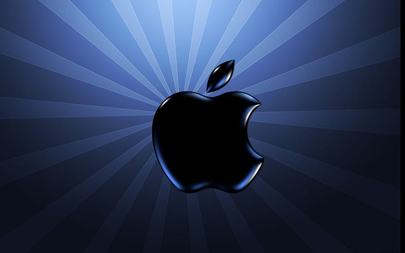 Spotlight On The Apple Logo, Apple, Black, Logo, Blue, Hd Wallpaper | Peakpx