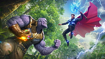 Thanos vs Thor Avengers, HD wallpaper