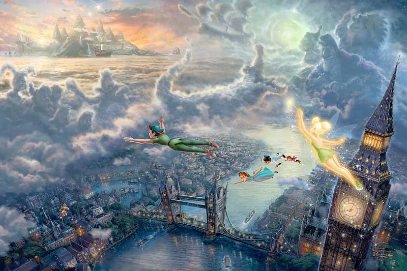 London, Peter Pan, Fairy, Movie, Disney, Tinker Bell, Peter Pan (1953), Wendy Darling, HD wallpaper