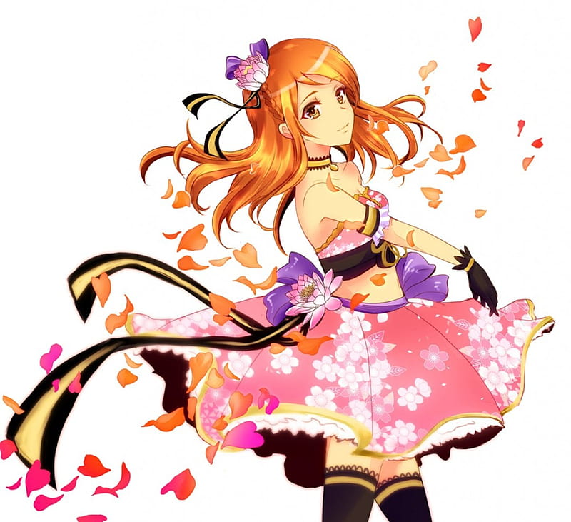 Houjou Karen, sakura, cute, dress, girl, anime, idolmaster, cherry blossom, HD wallpaper