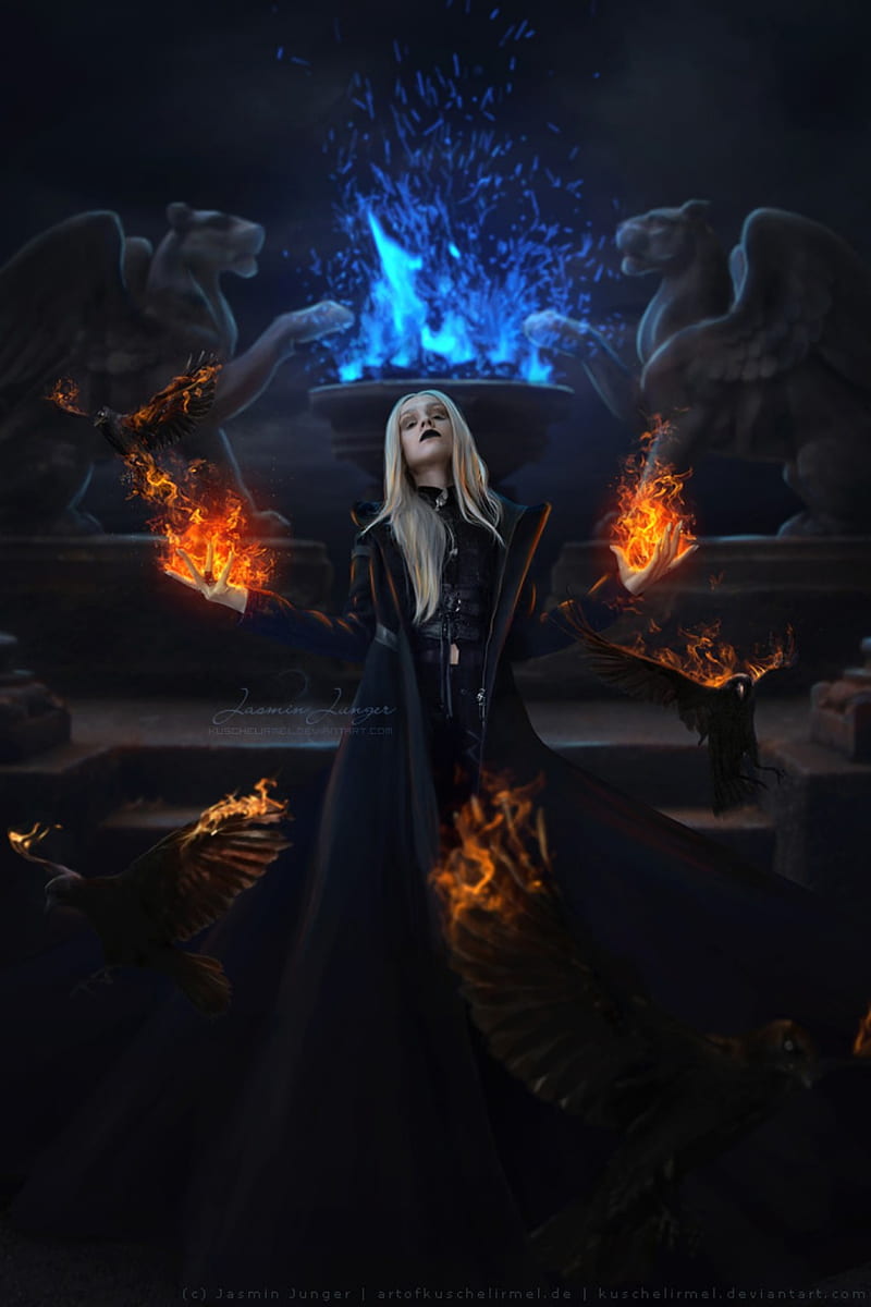 My Fire, fantasy, witch, woman, HD phone wallpaper