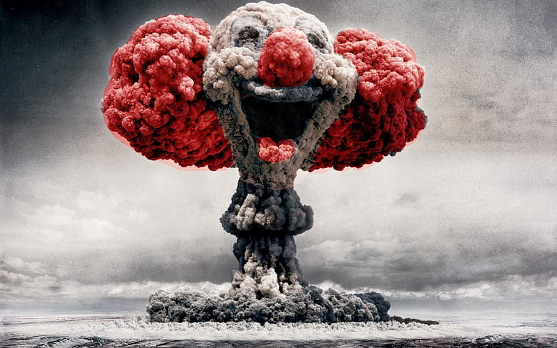 Clown Mushroom Cloud Art, clown, cloud, artist, digital-art, HD wallpaper