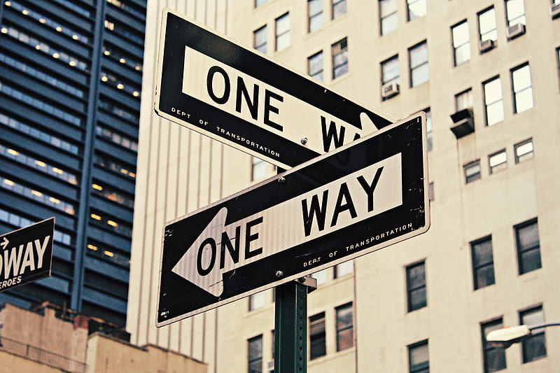 white and black One Way-printed road signages, HD wallpaper