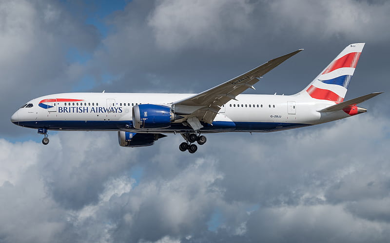 Boeing 787 Dreamliner, British Airways, passenger plane, airliner, airplane in the sky, Boeing, HD wallpaper