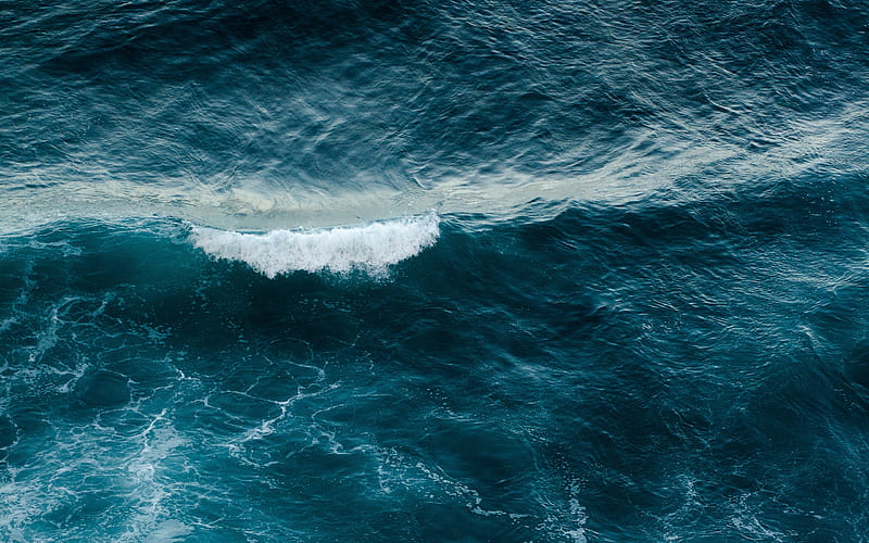 sea, aerial view, water texture, waves, HD wallpaper