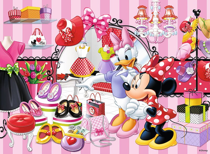:), minnie mouse, daisy ducj, pink, room, fantasy, disney, girl, pinj, daisy duck, HD wallpaper