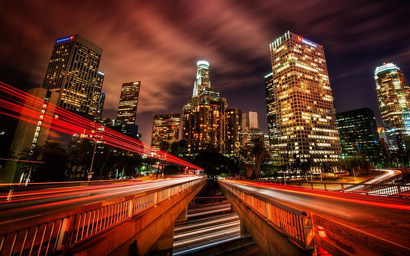 highway overpass in the city at long exposure r, highway, city, r, long exposure, overpass, HD wallpaper