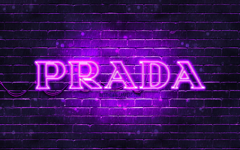 Prada violet logo violet brickwall, Prada logo, fashion brands, Prada neon logo, Prada, HD wallpaper