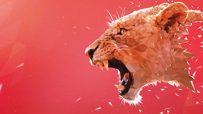 Lion Facet , lion, facet, animals, artist, artwork, digital-art, facets, HD wallpaper