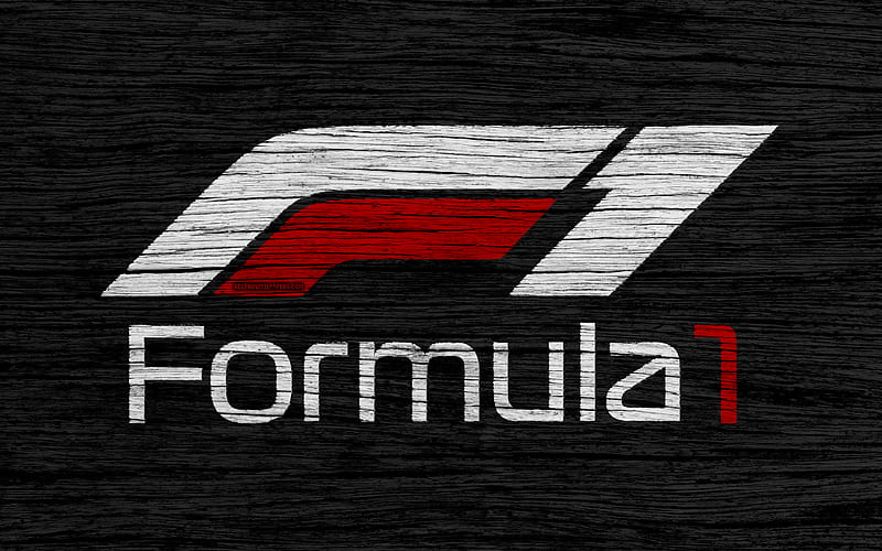 Formula 1, new logo, wooden texture, F1 new logo, F1, black backgroud, Formula 1 new logo, Formula 1 2018, new logo of f1, HD wallpaper