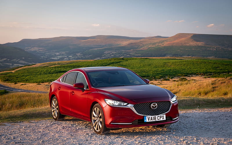 Mazda 6, 2019, red sedan, business class, new red Mazda 6, exterior, front view, japanese cars, Mazda, HD wallpaper