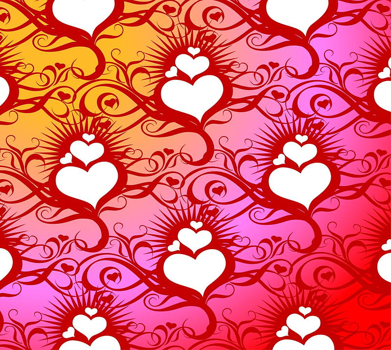 1366x768px, 720P free download | Love hearts, red, orange, love, swirls ...