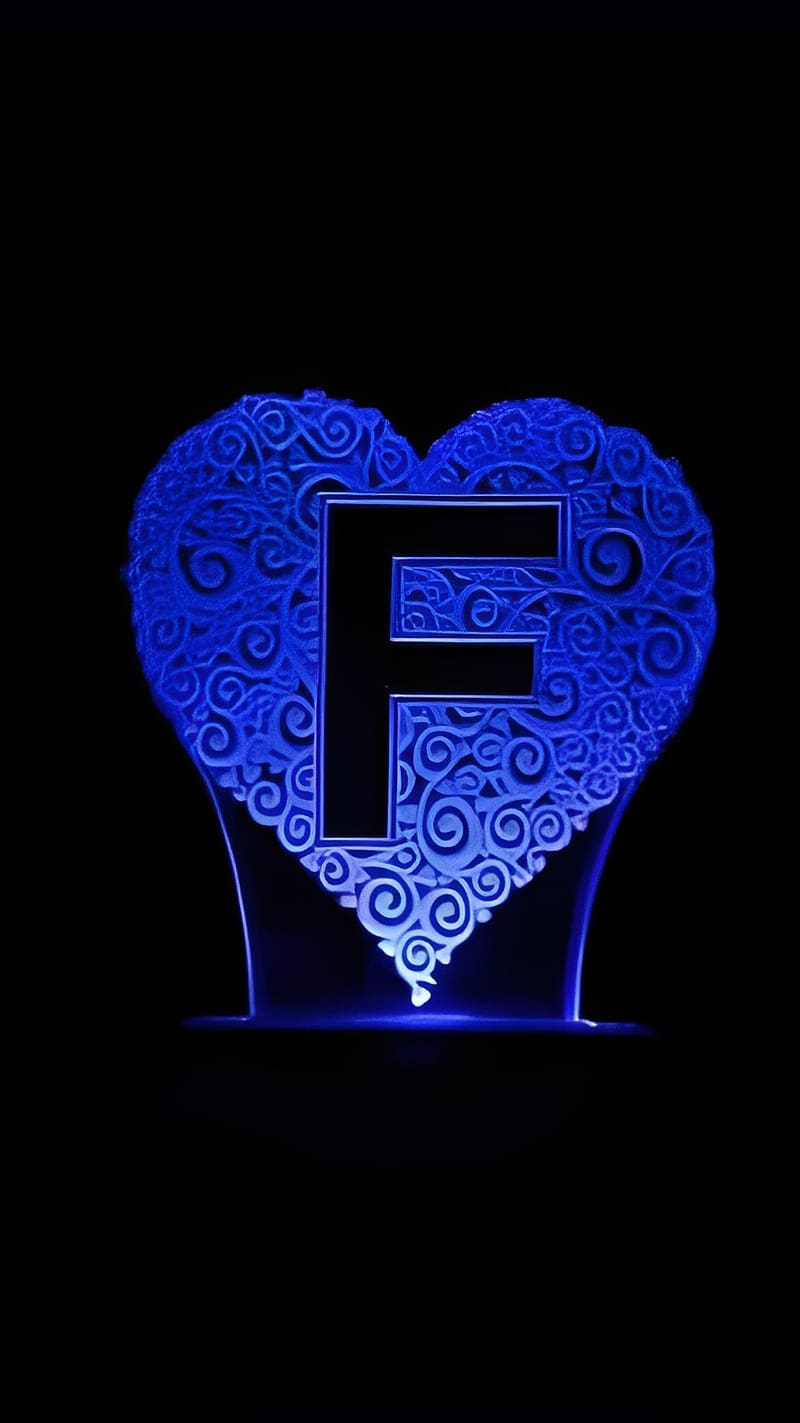 F Naam Ke, blue heart f, letter f, HD phone wallpaper