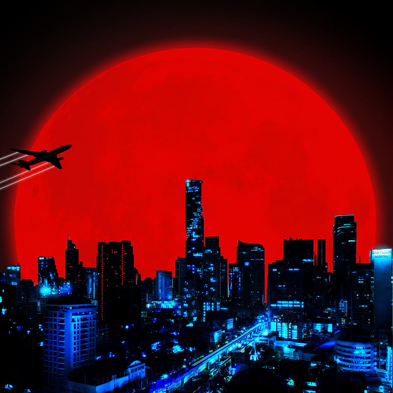 Red Moon, abstract, architecture, chicago, city, cities, edificio, edificios, new, triangle, urban, HD phone wallpaper