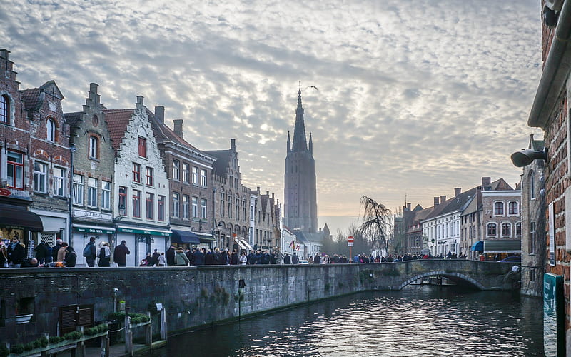 Bruges, Belgium, canal, cityscape, Belgium, town, streetscape, Bruges, HD wallpaper