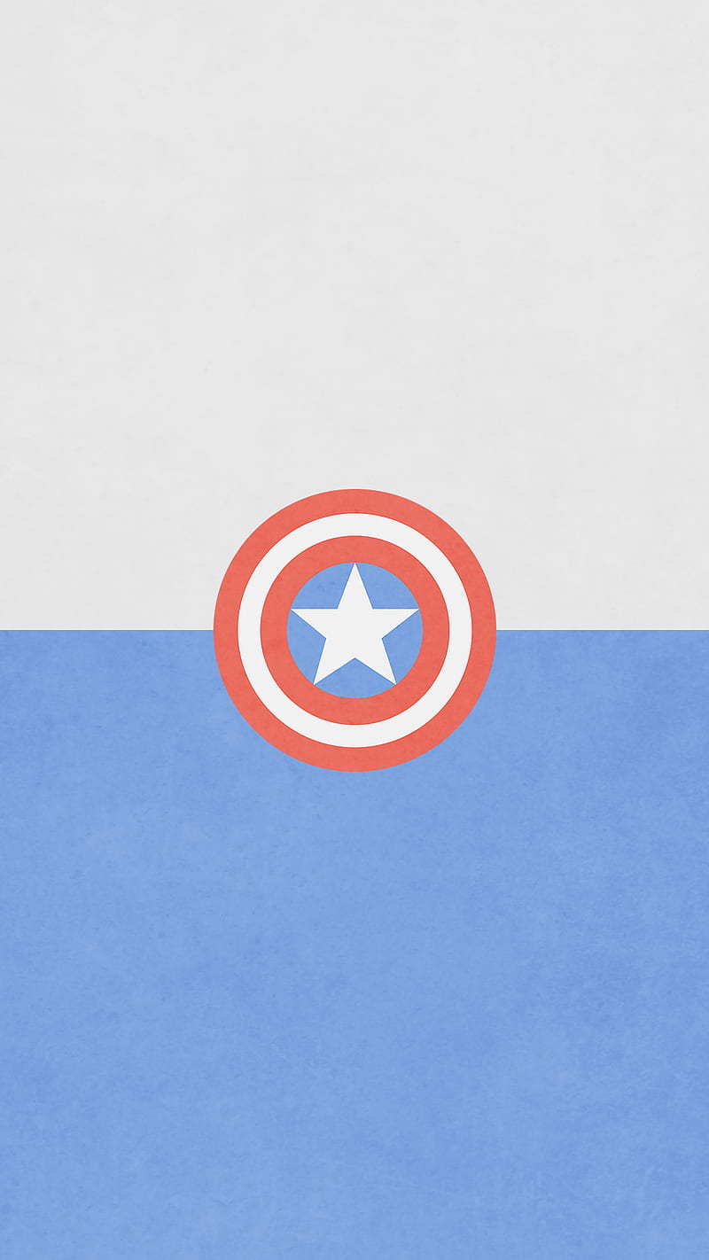 Captain America, blue, flat, hero, minimalist, red, shield, white, HD phone wallpaper
