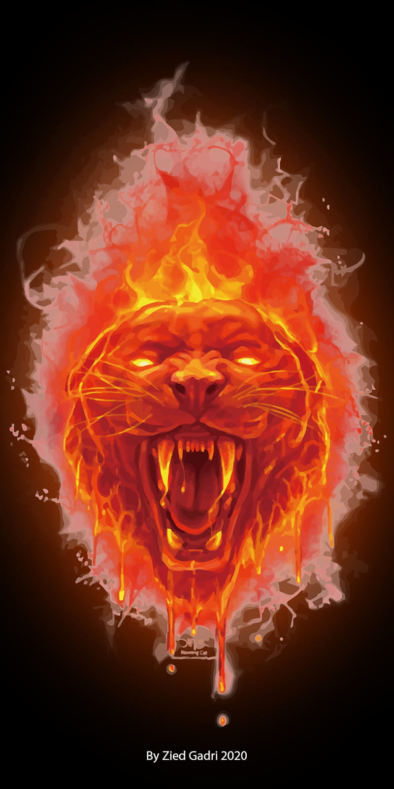 Fire Tiger, flame, flames, fuoco, heart, corazones, legend, mom, HD phone wallpaper
