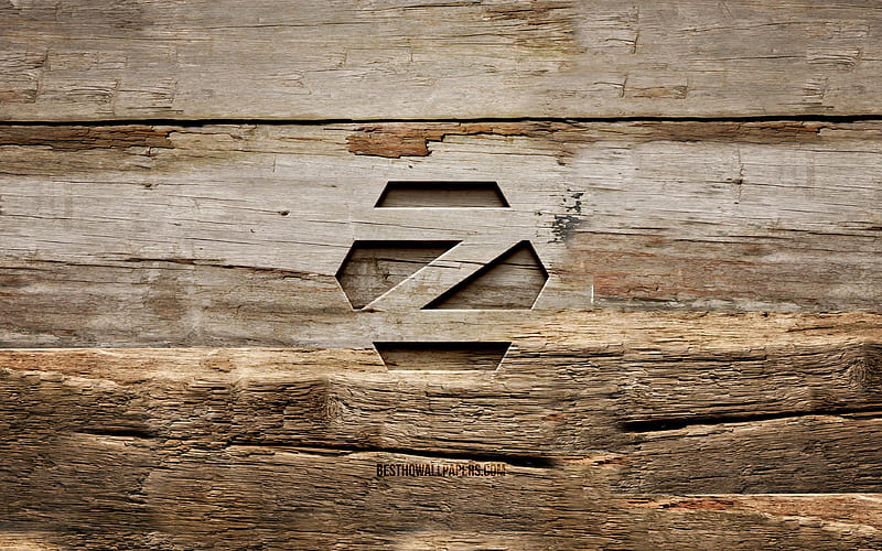 Zorin OS wooden logo Linux, wooden backgrounds, OS, Zorin OS logo, creative, wood carving, Zorin OS, HD wallpaper