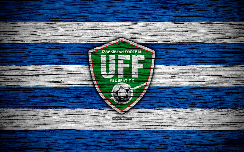 Uzbekistan national football team logo, AFC, football, wooden texture, soccer, Uzbekistan, Asia, Asian national football teams, Uzbekistan Football Federation, HD wallpaper