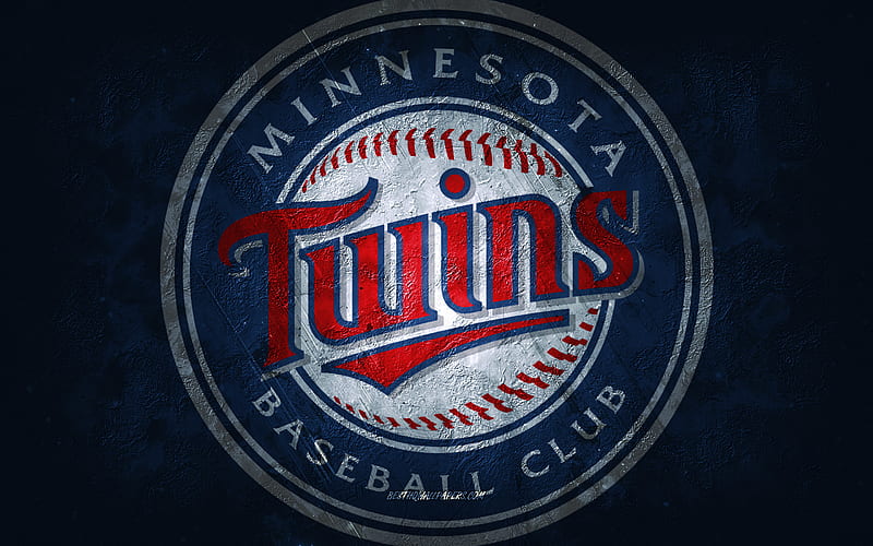 Minnesota Twins, American baseball team, blue stone background, Minnesota Twins logo, grunge art, MLB, baseball, USA, Minnesota Twins emblem, HD wallpaper